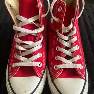All star  converse Red Canvas High-Top Sneakers with White Laces Unisex